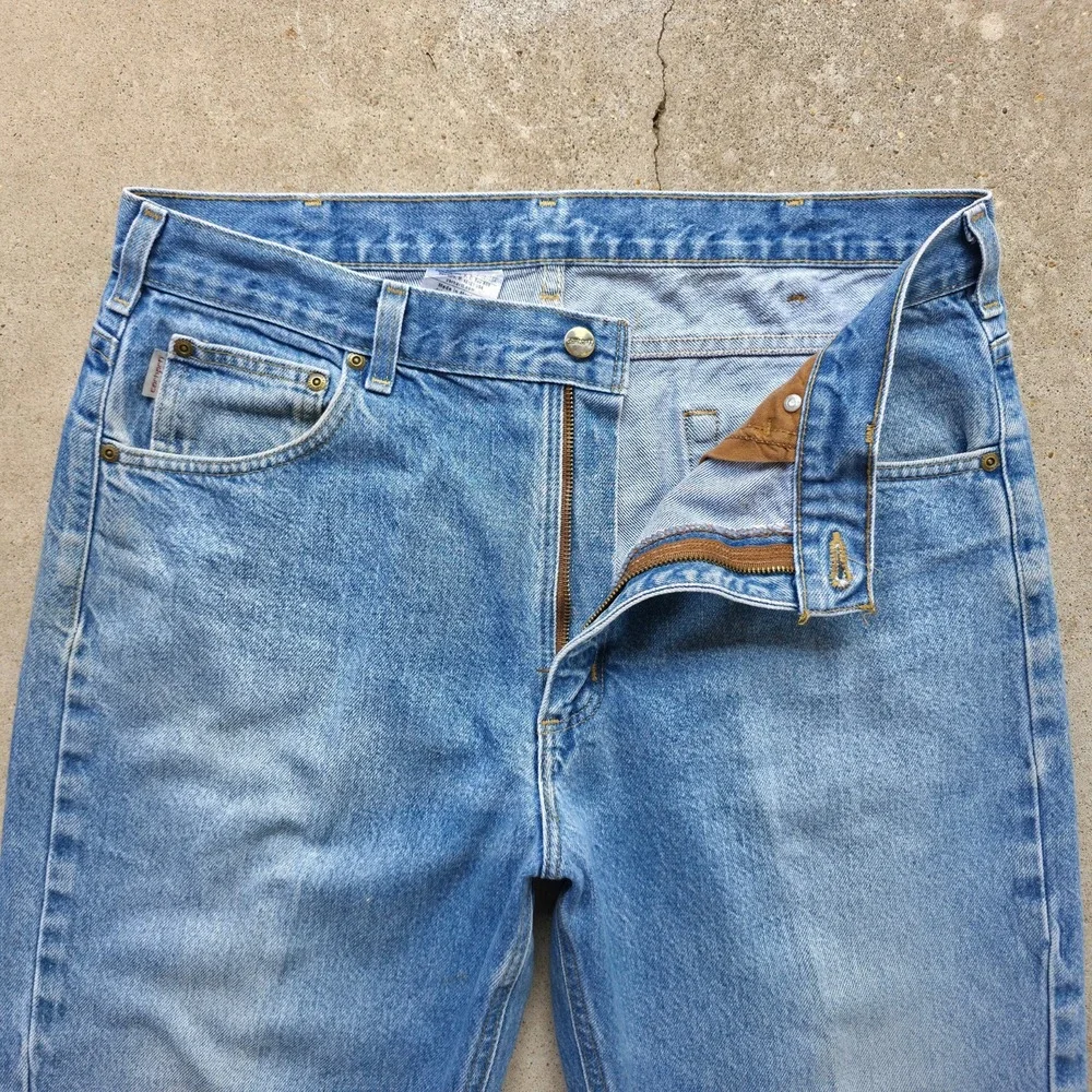 Carhartt Jeans Mens 38x30 Blue B18 Faded Distrssed Workwear Traditional‎ Fit